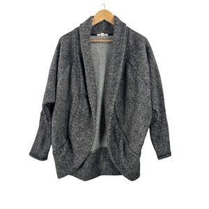 Threads 4 Thought Cardigan sz L Grey Herringbone Fleece Open Front Wrap